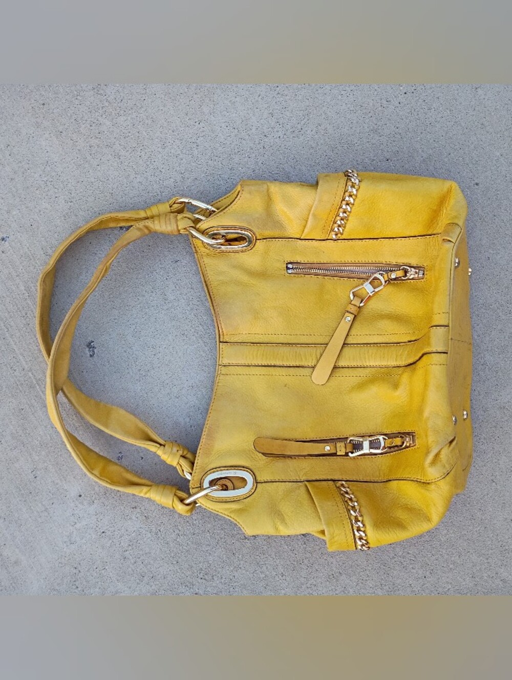 B Makowsky Slouchy yellow Shoulder Bag
